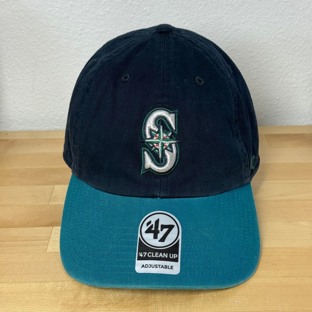 Seattle Mariners 47 Brand Clean Up Hat Navy Teal Adjustable MLB Baseball Cap